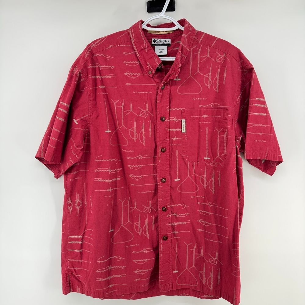 Columbia River Lodge Fishing Shirt Mens XL Ropes Knots Boating